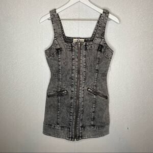 We The Free Denim Gray Acid Wash Mini Dress Size 0